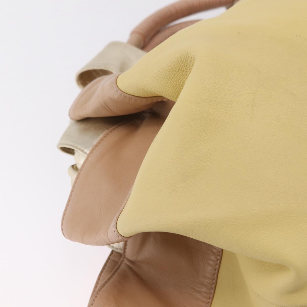 LOEWE Nappa Aire Anagram Hand Bag Leather Yellow Gold Auth ka6859