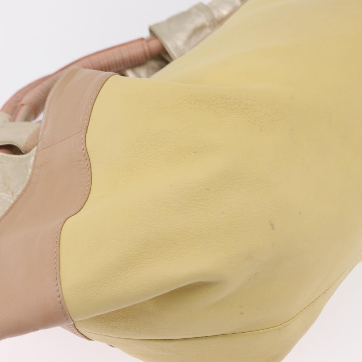 LOEWE Nappa Aire Anagram Hand Bag Leather Yellow Gold Auth ka6859