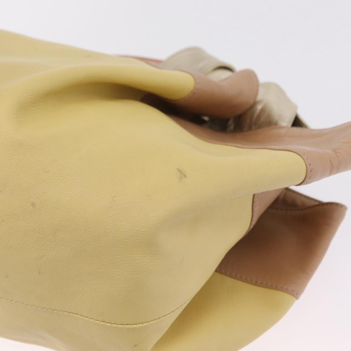 LOEWE Nappa Aire Anagram Hand Bag Leather Yellow Gold Auth ka6859