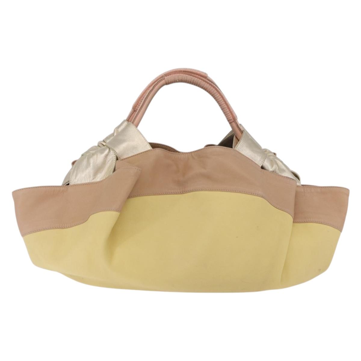 LOEWE Nappa Aire Anagram Hand Bag Leather Yellow Gold Auth ka6859