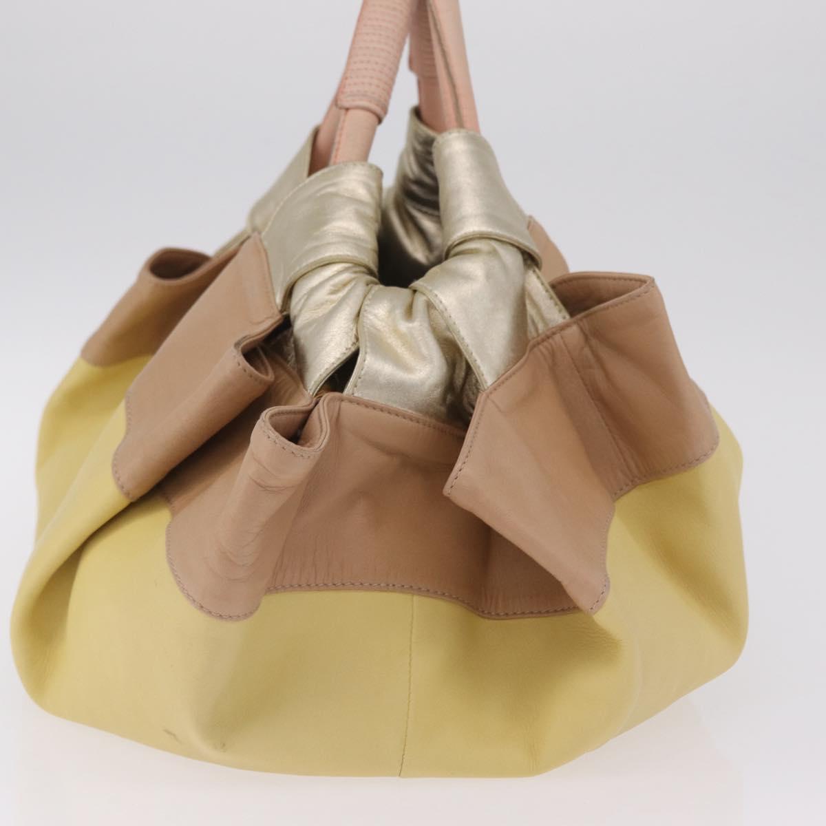 LOEWE Nappa Aire Anagram Hand Bag Leather Yellow Gold Auth ka6859