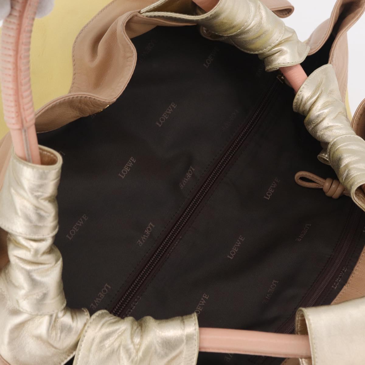 LOEWE Nappa Aire Anagram Hand Bag Leather Yellow Gold Auth ka6859