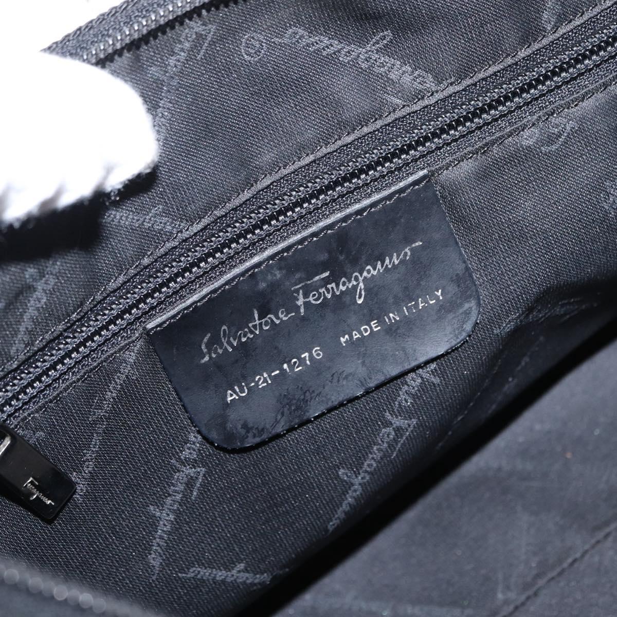 Salvatore Ferragamo Vala Shoulder Bag Nylon Black Silver Auth ka686