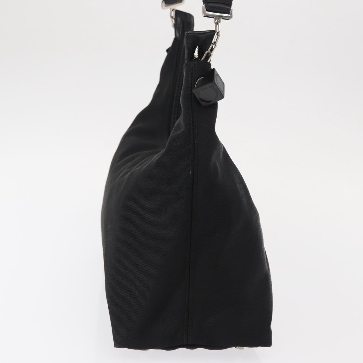 Salvatore Ferragamo Vala Shoulder Bag Nylon Black Silver Auth ka686