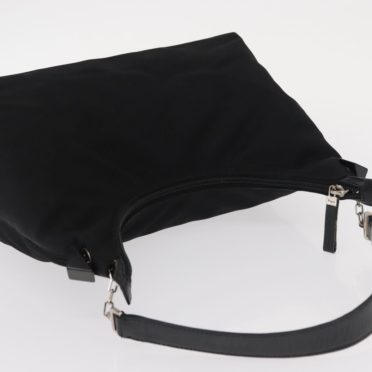 Salvatore Ferragamo Vala Shoulder Bag Nylon Black Silver Auth ka686