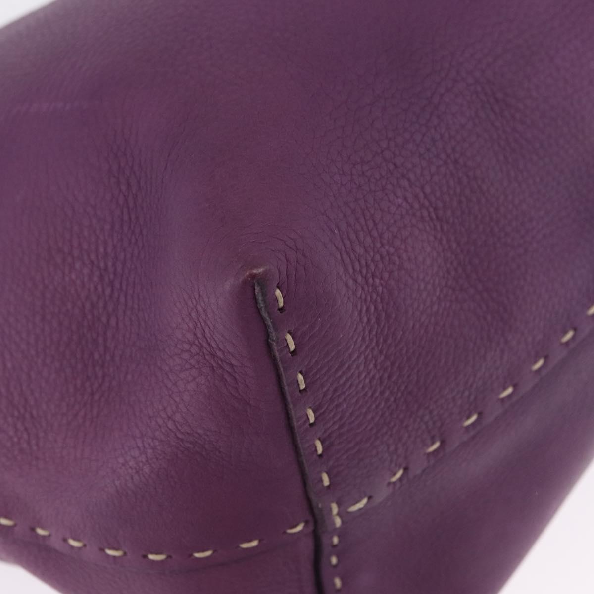 FENDI Celeria Tote Bag Leather Purple Silver Auth ka6860