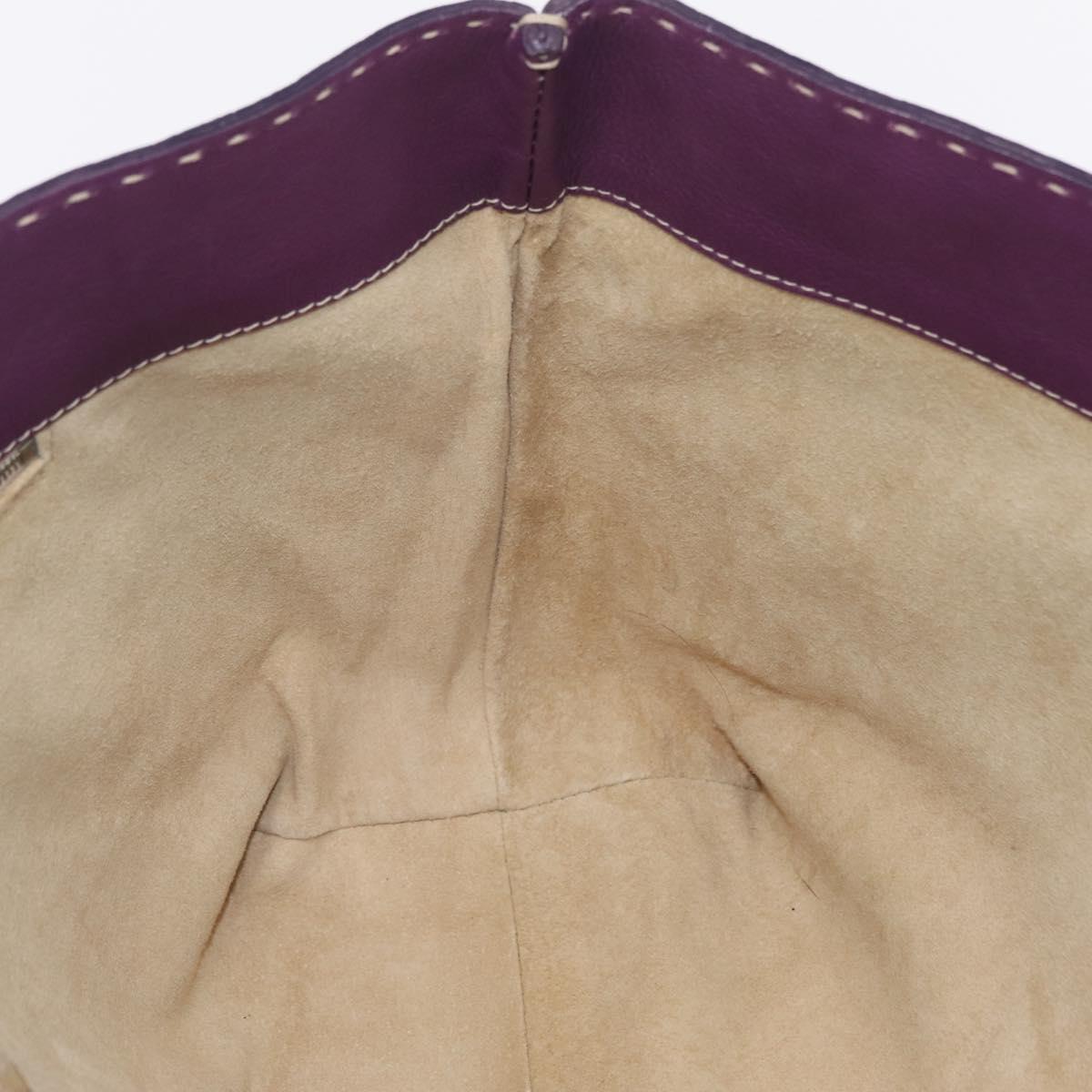 FENDI Celeria Tote Bag Leather Purple Silver Auth ka6860