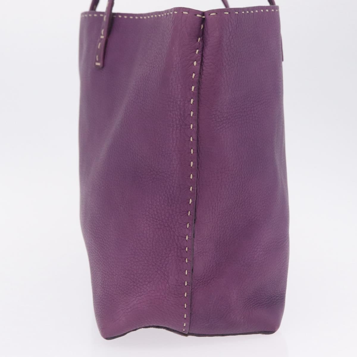 FENDI Celeria Tote Bag Leather Purple Silver Auth ka6860
