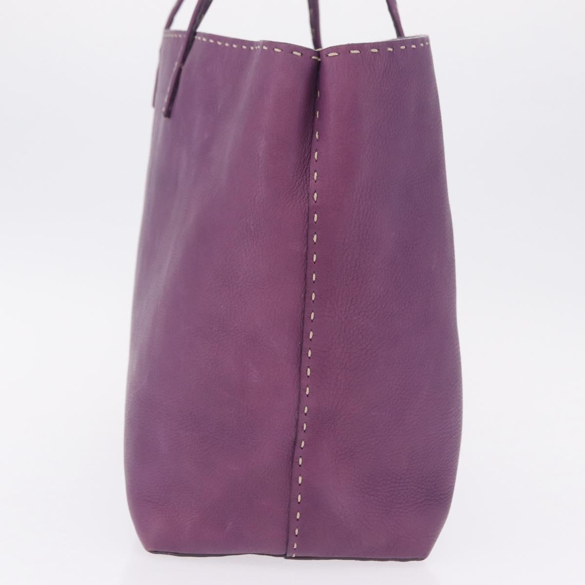 FENDI Celeria Tote Bag Leather Purple Silver Auth ka6860