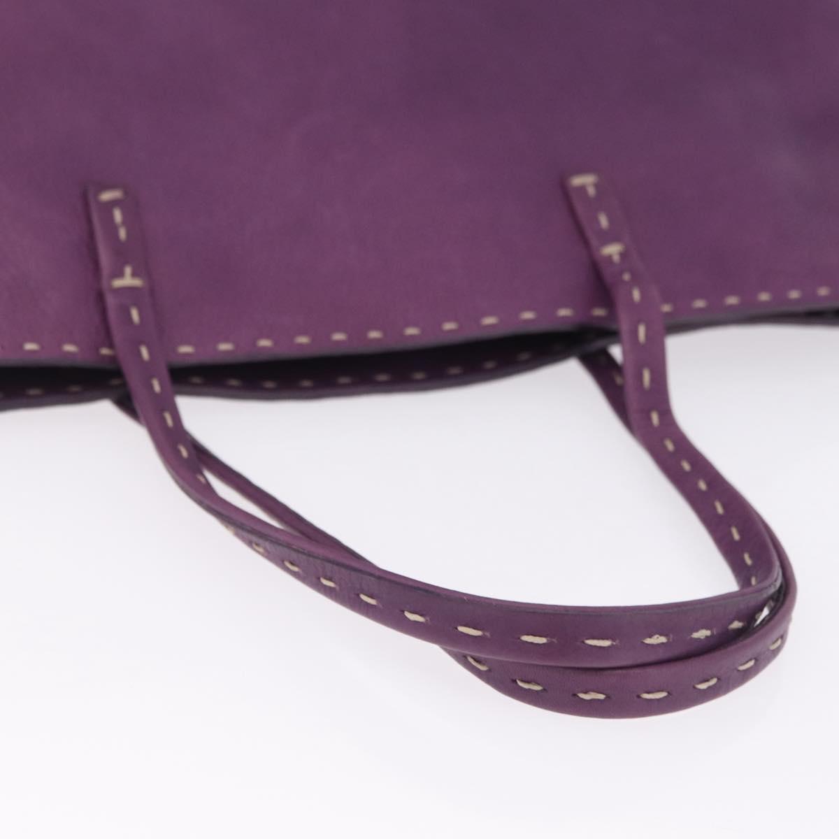 FENDI Celeria Tote Bag Leather Purple Silver Auth ka6860
