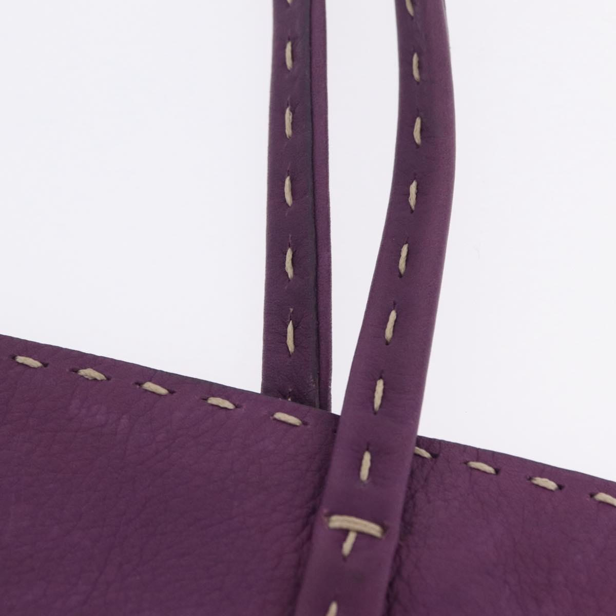 FENDI Celeria Tote Bag Leather Purple Silver Auth ka6860