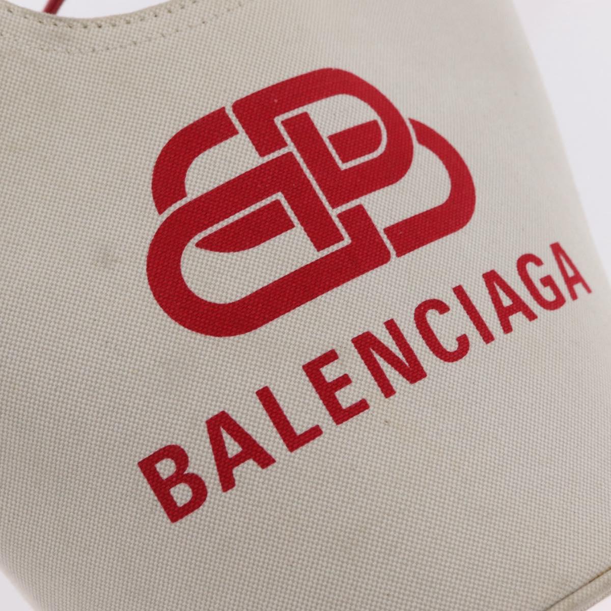 Balenciaga Wave XS Hand Bag Canvas 2way White Silver 619979 Auth ka6861