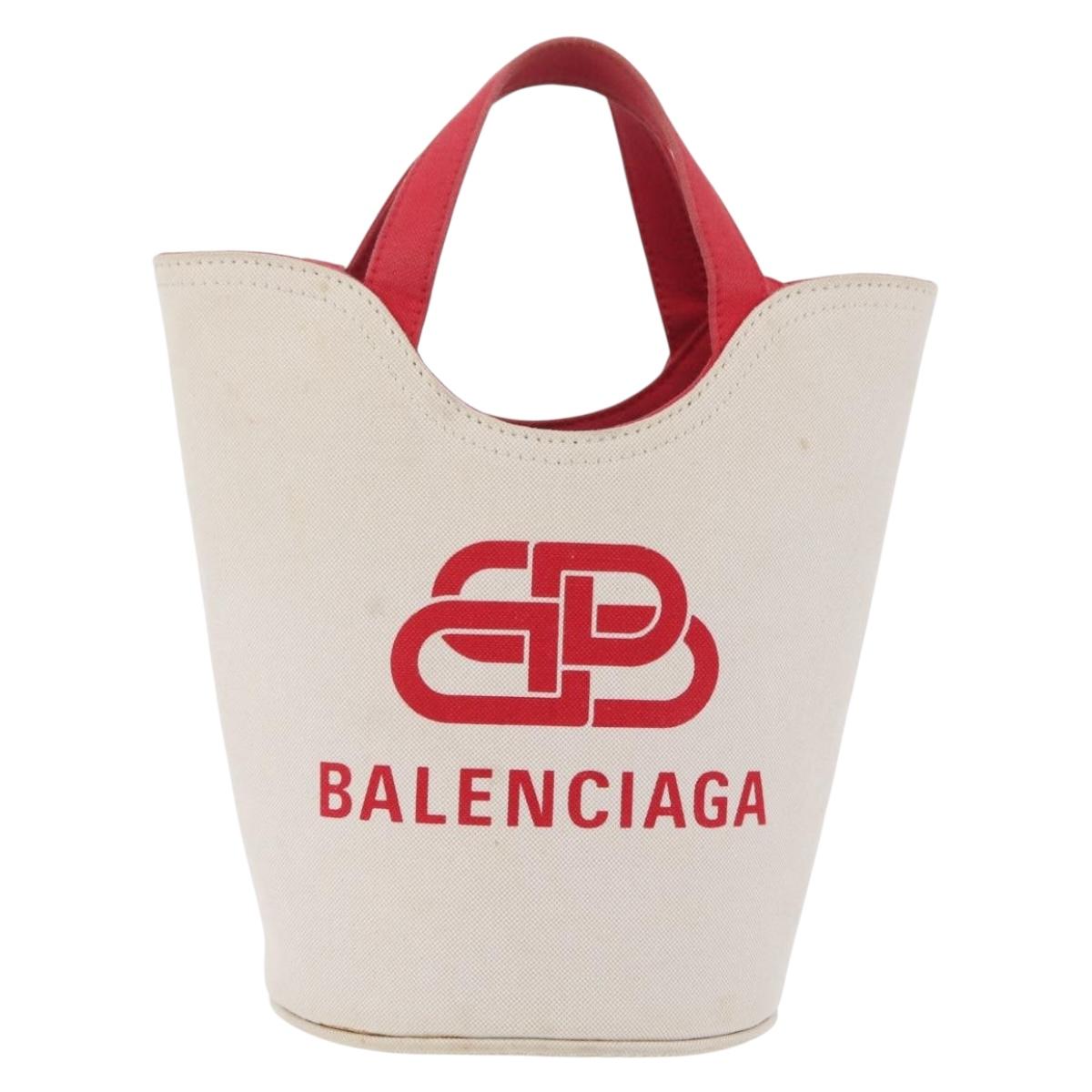 Balenciaga Wave XS Hand Bag Canvas 2way White Silver 619979 Auth ka6861