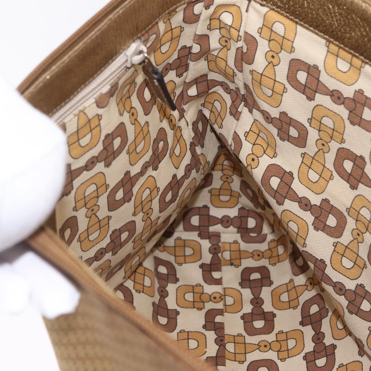 GUCCI Micro GG Canvas Shoulder Bag Nylon Outlet Brown Silver 257301 Auth ka6862