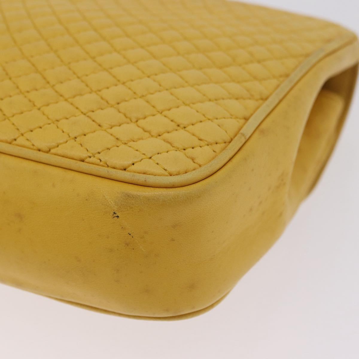 Bally Chain Shoulder Bag Leather Yellow Gold Auth ka6868