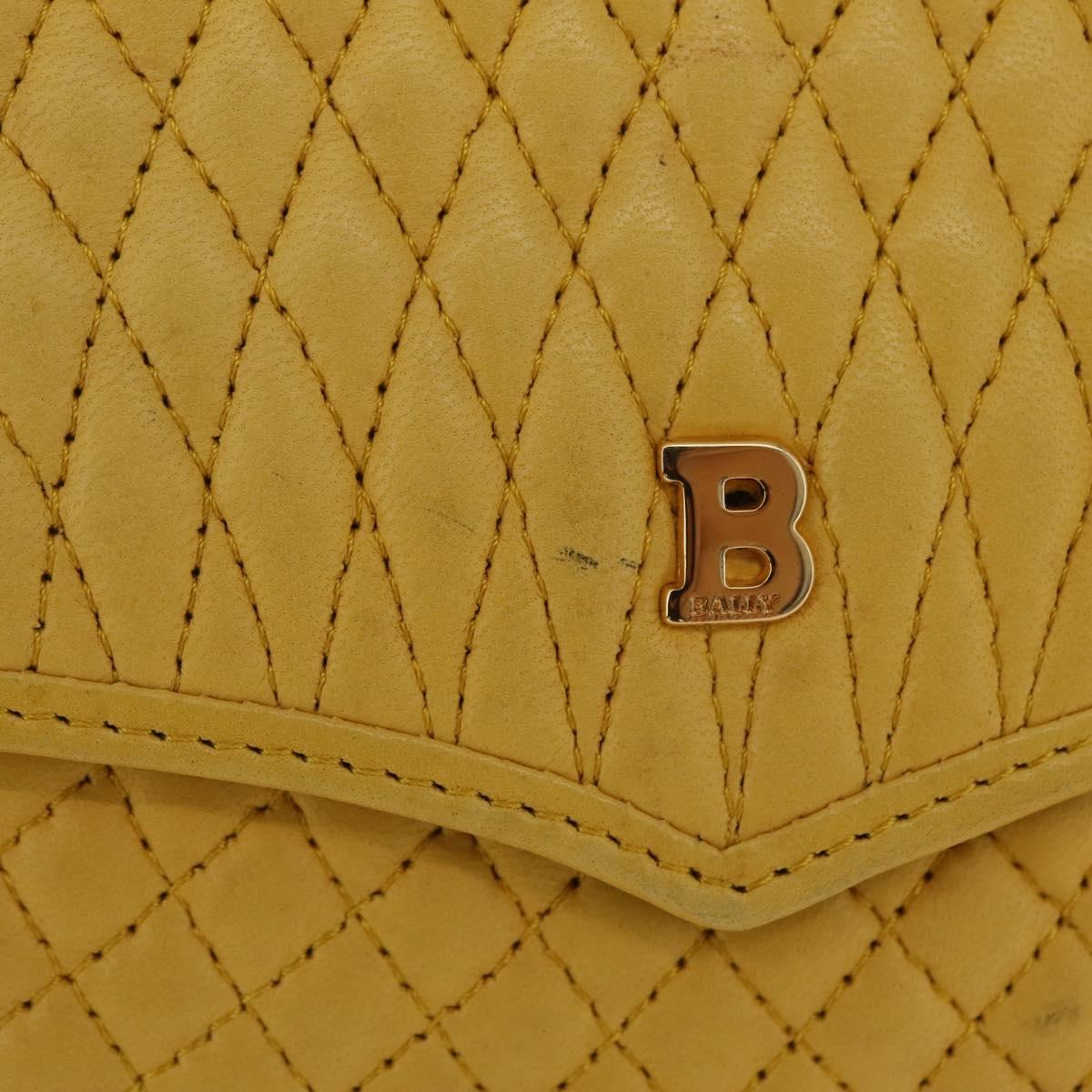 Bally Chain Shoulder Bag Leather Yellow Gold Auth ka6868