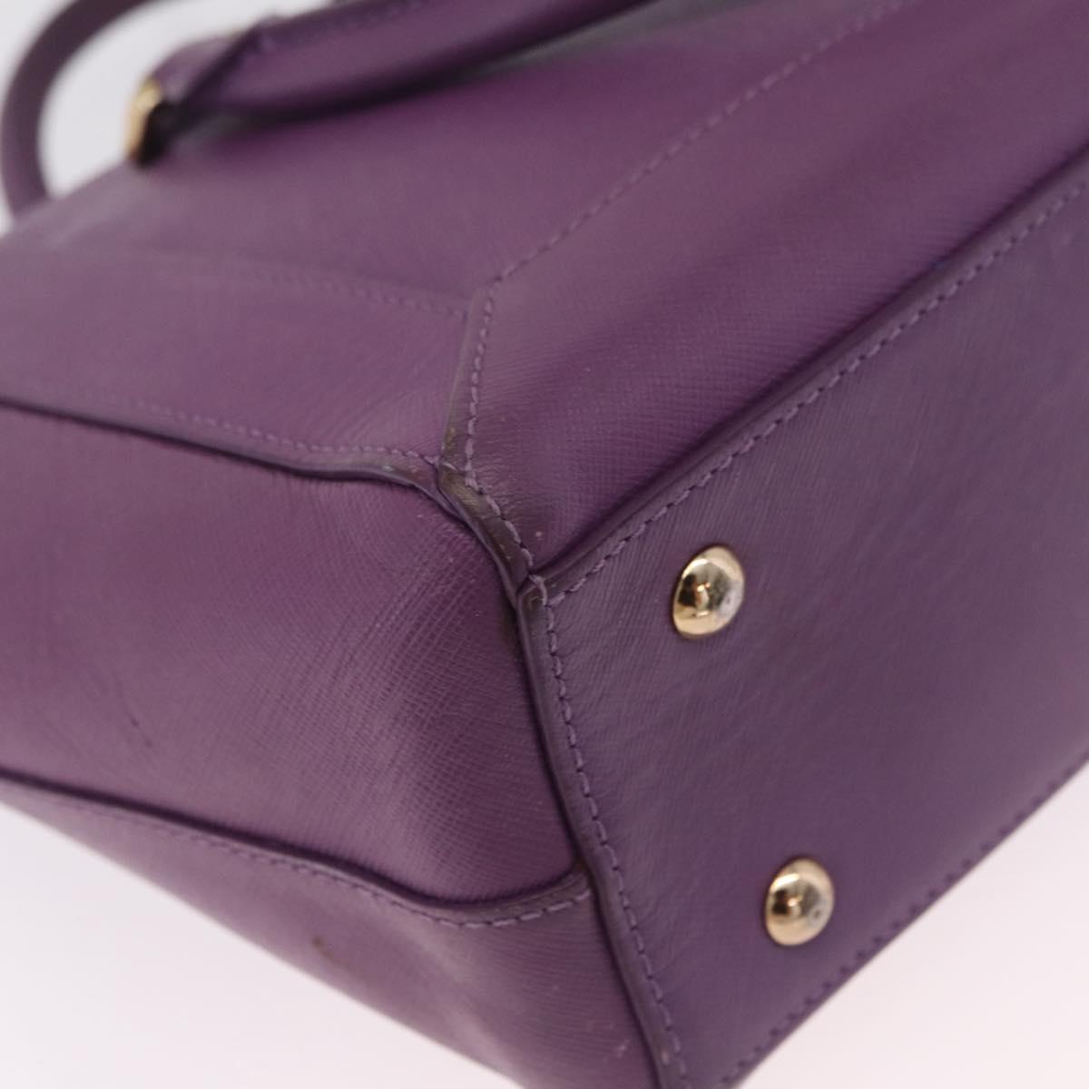 MCM Hand Bag Leather 2way Purple Gold Auth ka6869