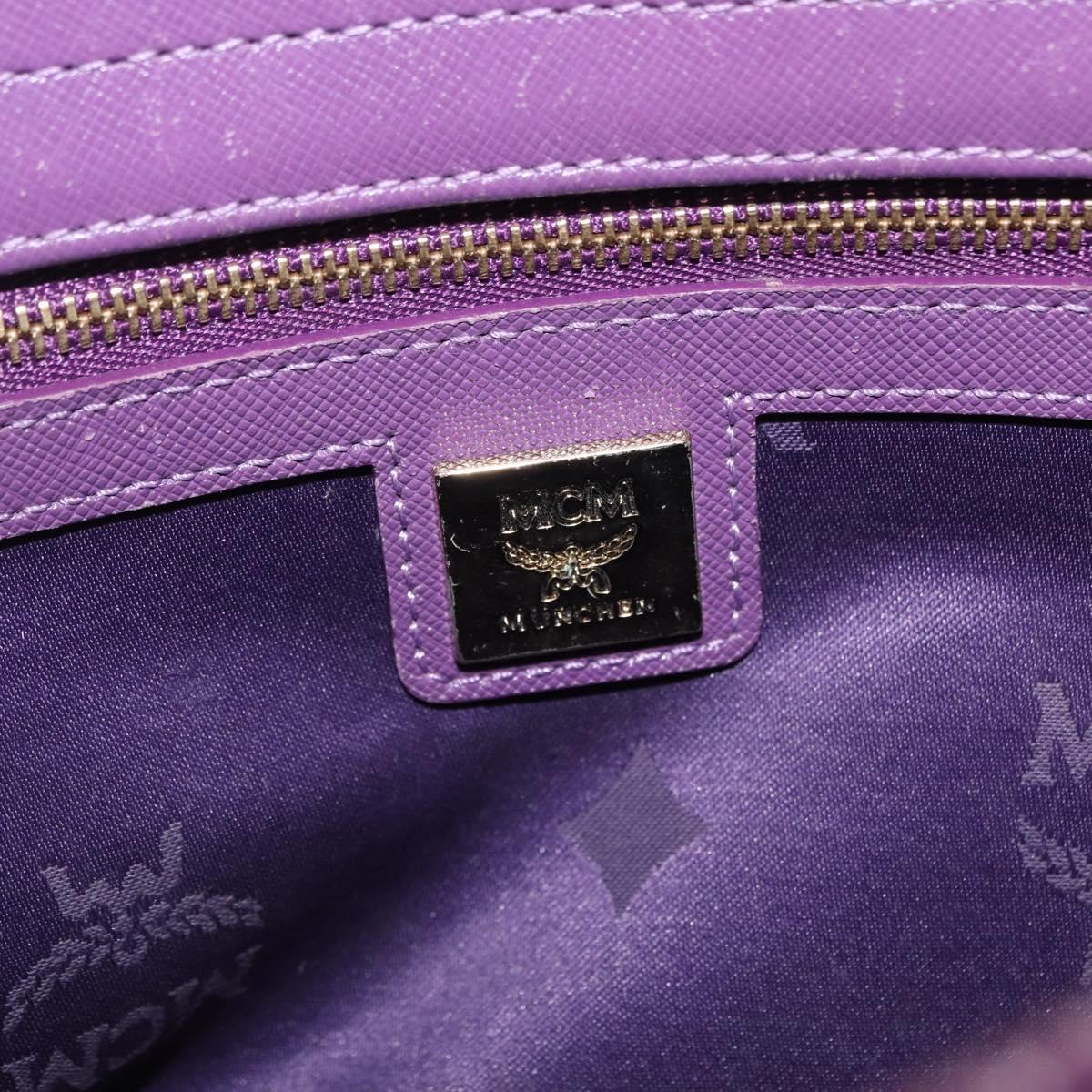 MCM Hand Bag Leather 2way Purple Gold Auth ka6869