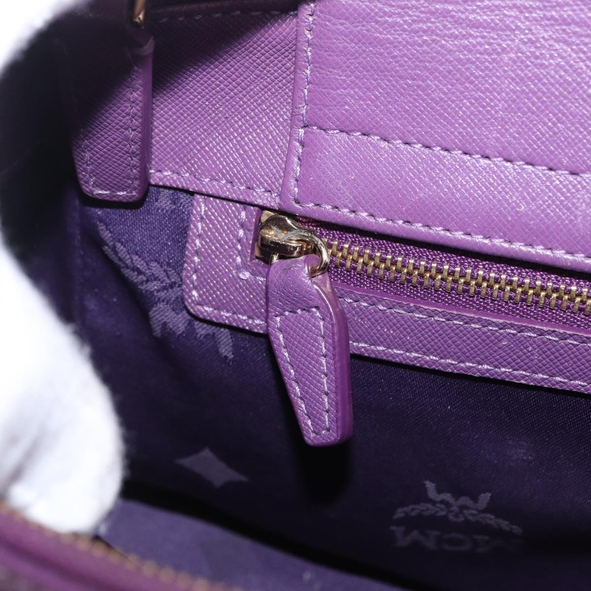 MCM Hand Bag Leather 2way Purple Gold Auth ka6869
