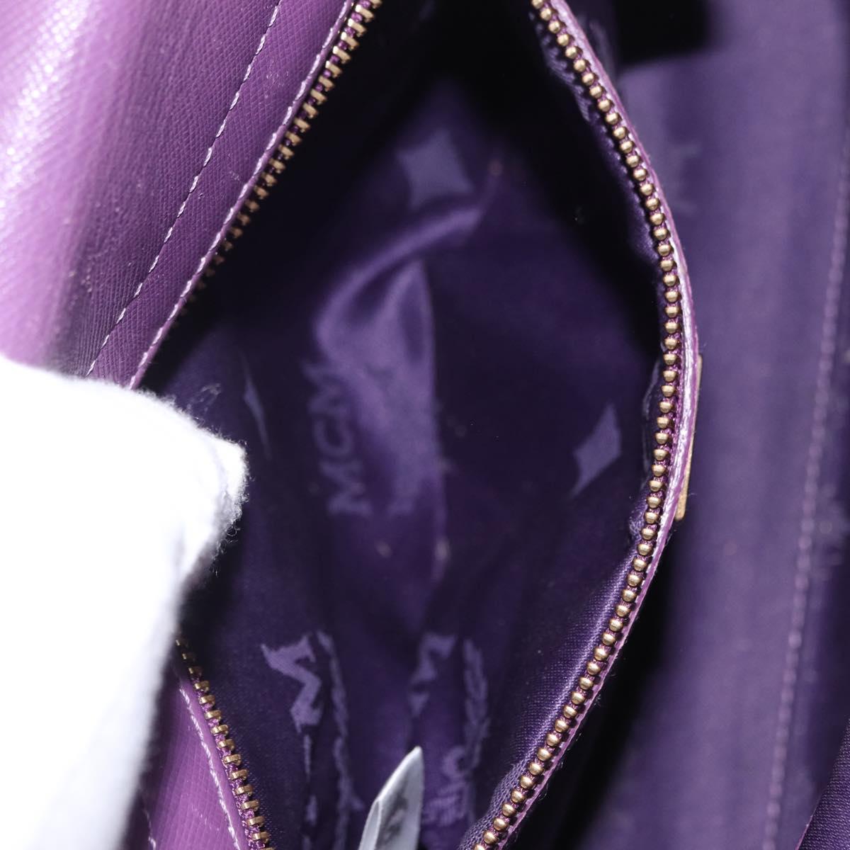 MCM Hand Bag Leather 2way Purple Gold Auth ka6869