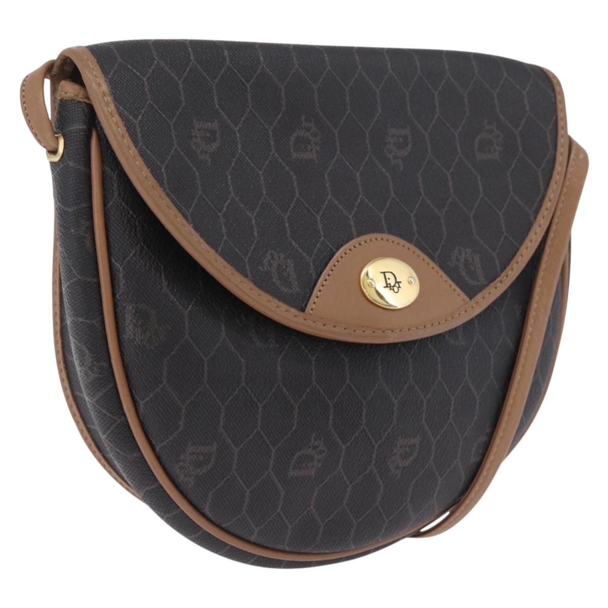 Christian Dior Honeycomb Shoulder Bag PVC Black Gold Auth ka6870