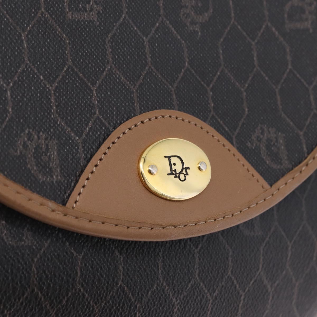 Christian Dior Honeycomb Shoulder Bag PVC Black Gold Auth ka6870