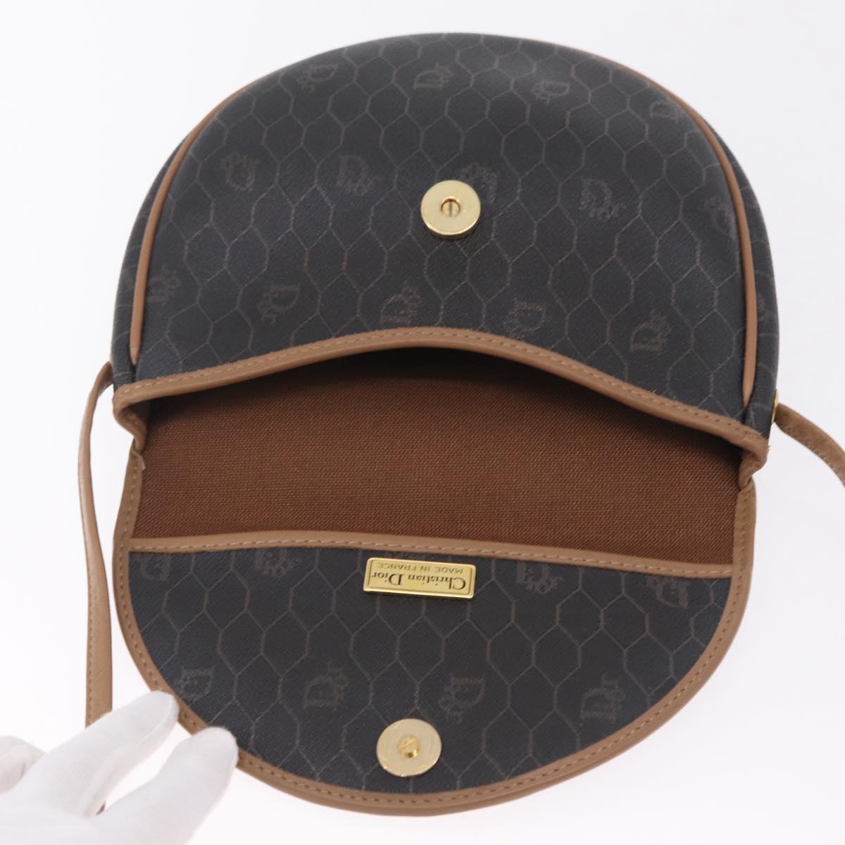 Christian Dior Honeycomb Shoulder Bag PVC Black Gold Auth ka6870