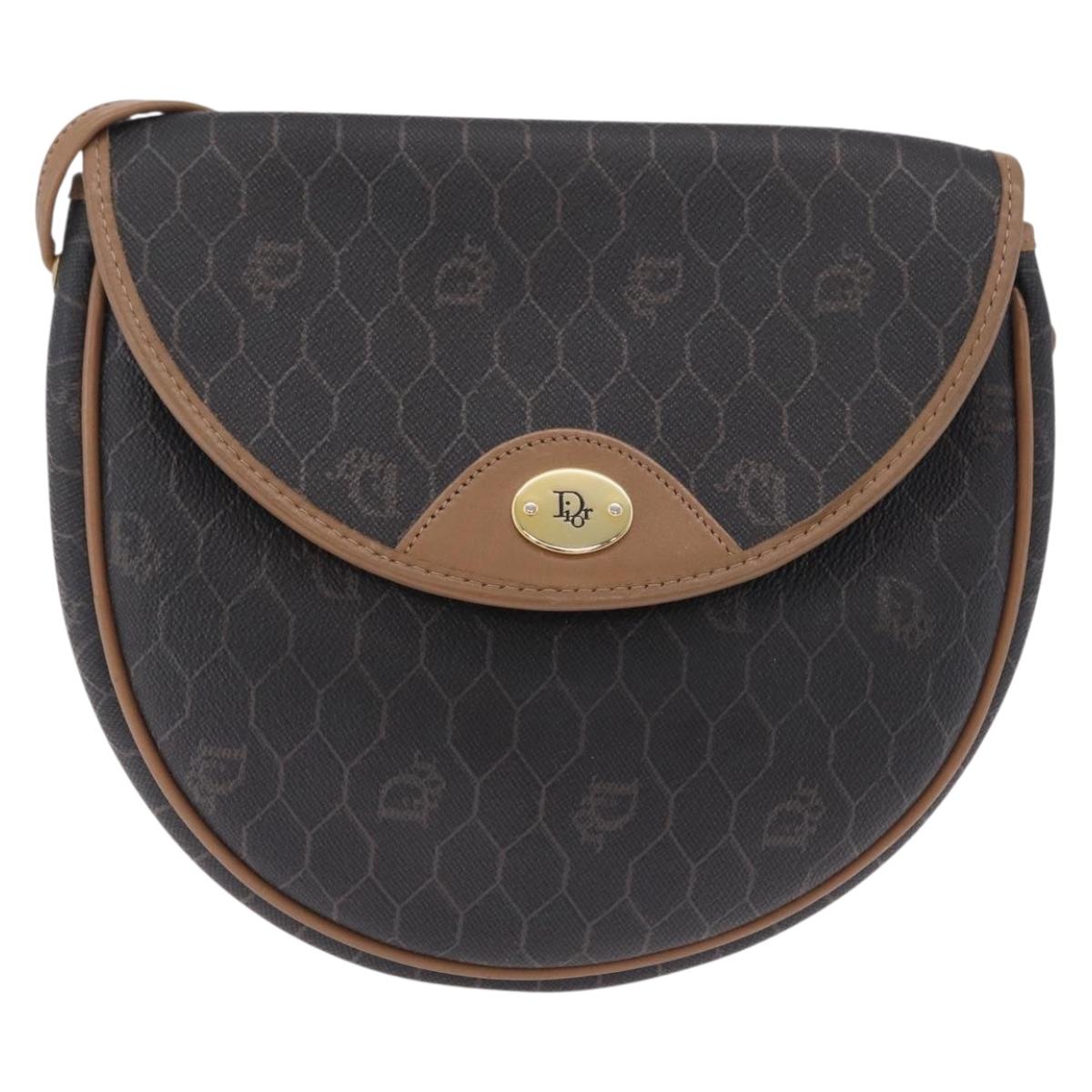 Christian Dior Honeycomb Shoulder Bag PVC Black Gold Auth ka6870