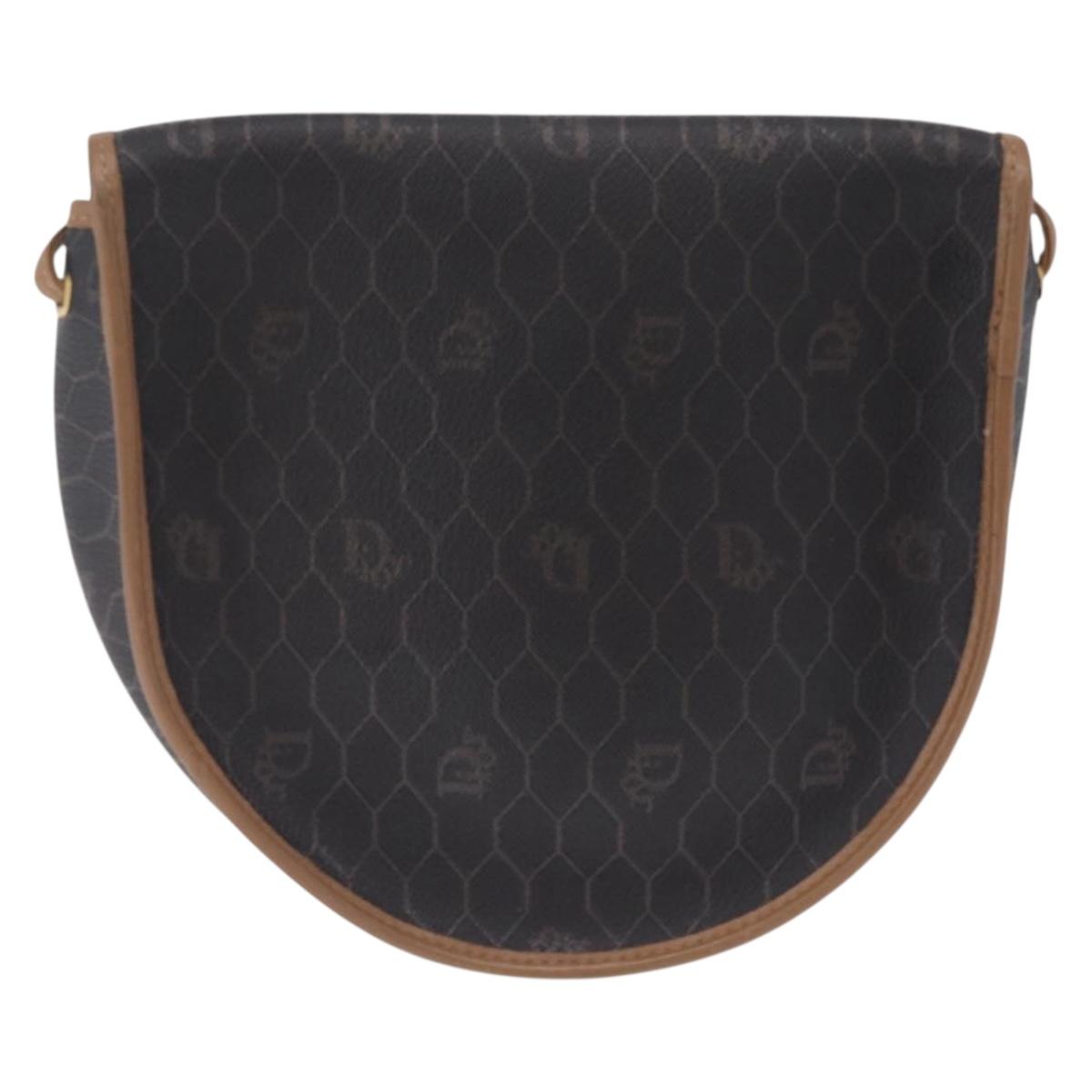 Christian Dior Honeycomb Shoulder Bag PVC Black Gold Auth ka6870