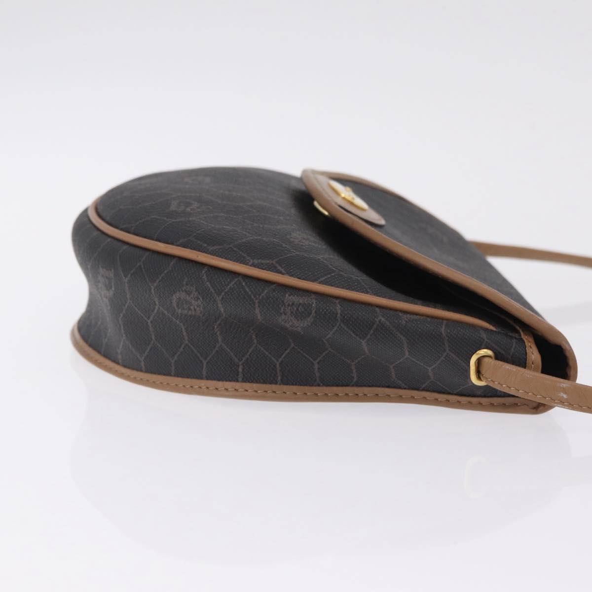 Christian Dior Honeycomb Shoulder Bag PVC Black Gold Auth ka6870