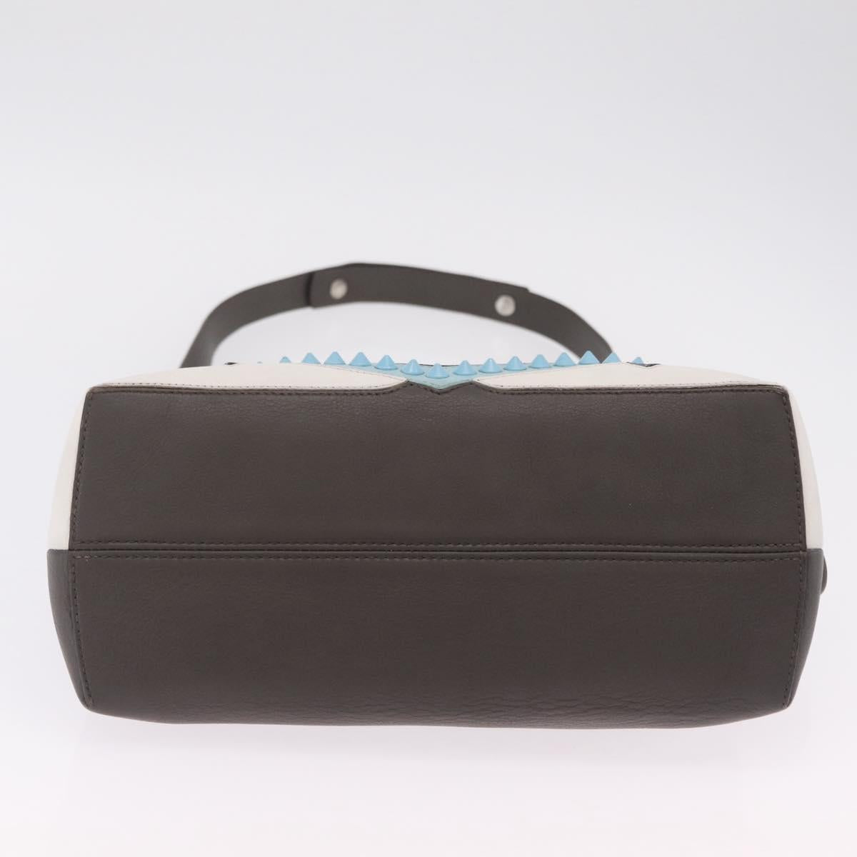 FENDI By The Way Shoulder Bag Leather Beige Silver Auth ka6871A