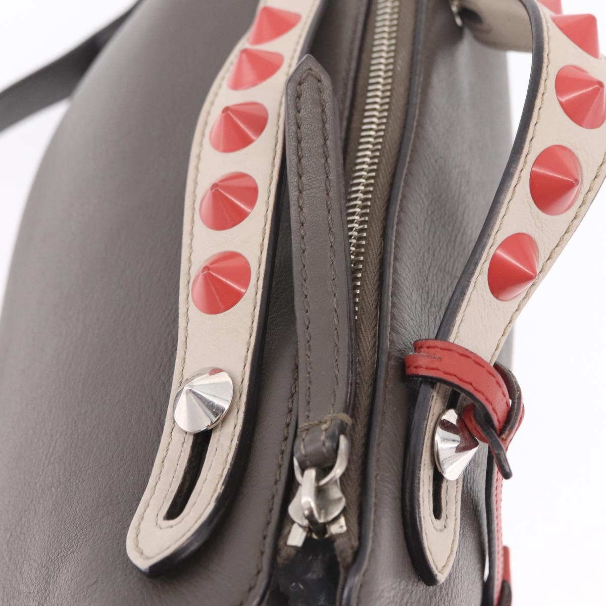 FENDI By The Way Shoulder Bag Leather Beige Silver Auth ka6871A