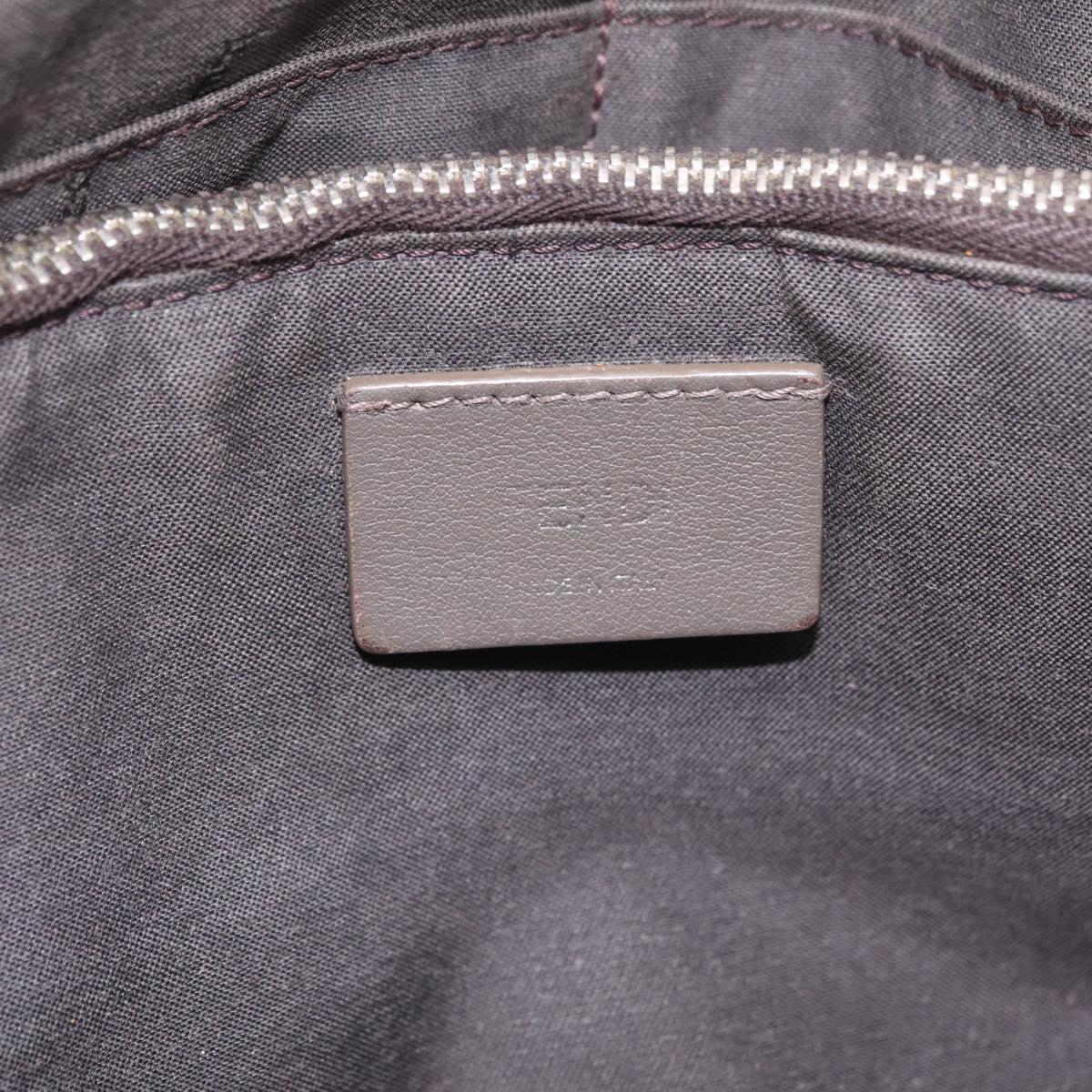 FENDI By The Way Shoulder Bag Leather Beige Silver Auth ka6871A