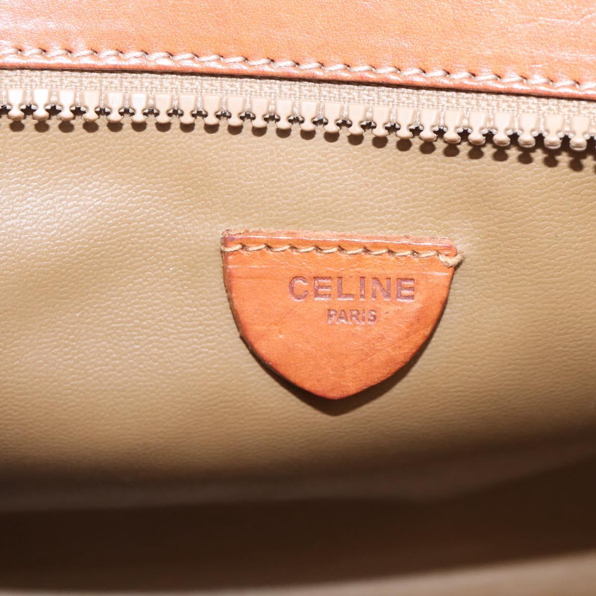 CELINE Macadam Canvas Clutch Bag PVC Beige Gold Auth ka6872