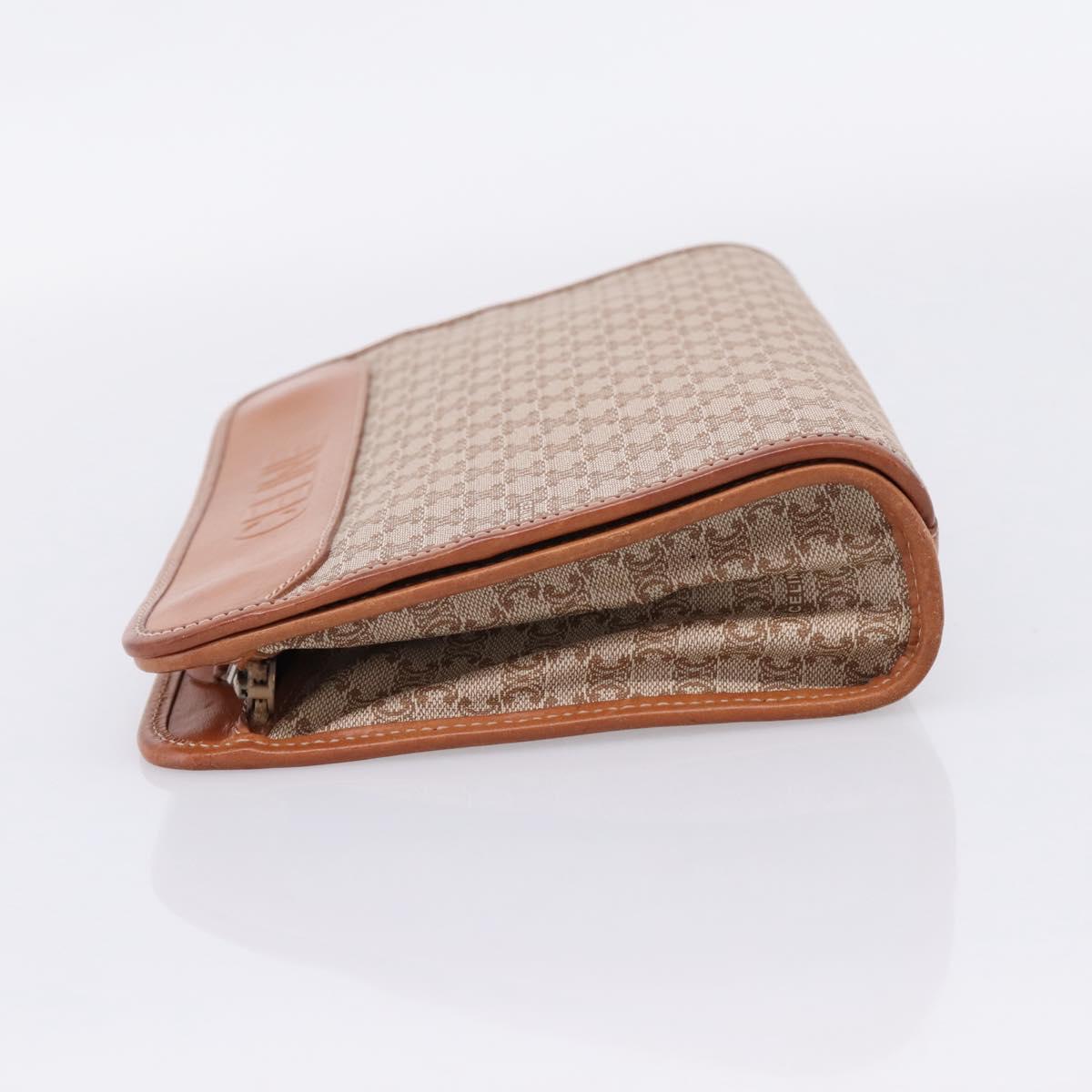 CELINE Macadam Canvas Clutch Bag PVC Beige Gold Auth ka6872