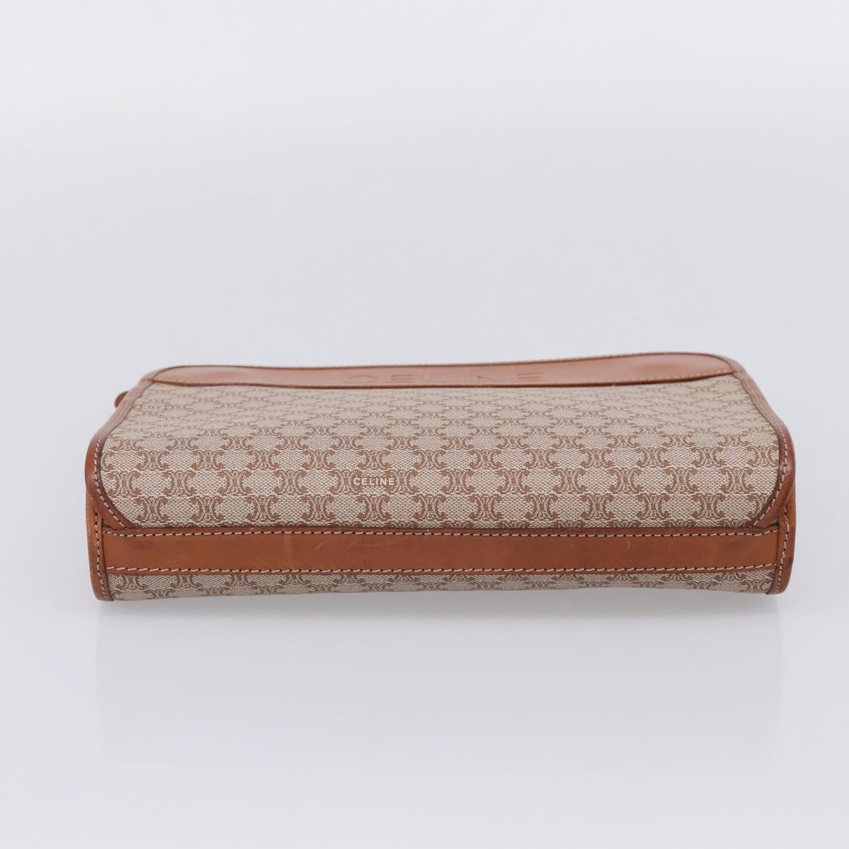 CELINE Macadam Canvas Clutch Bag PVC Beige Gold Auth ka6872