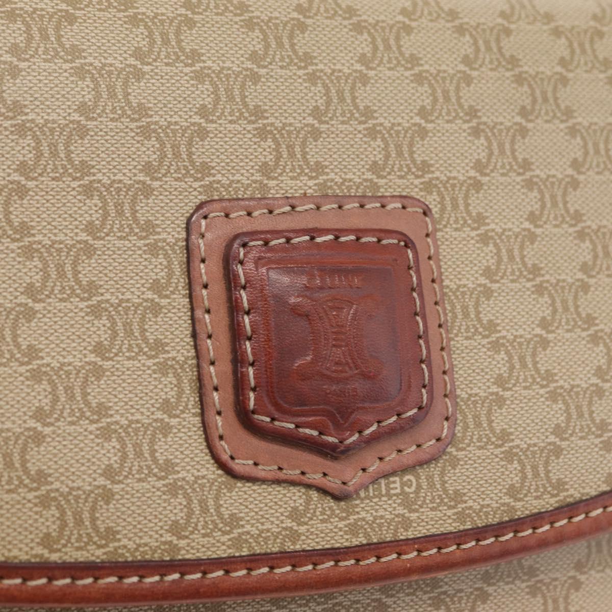 CELINE Macadam Canvas Shoulder Bag PVC Beige Gold Auth ka6873