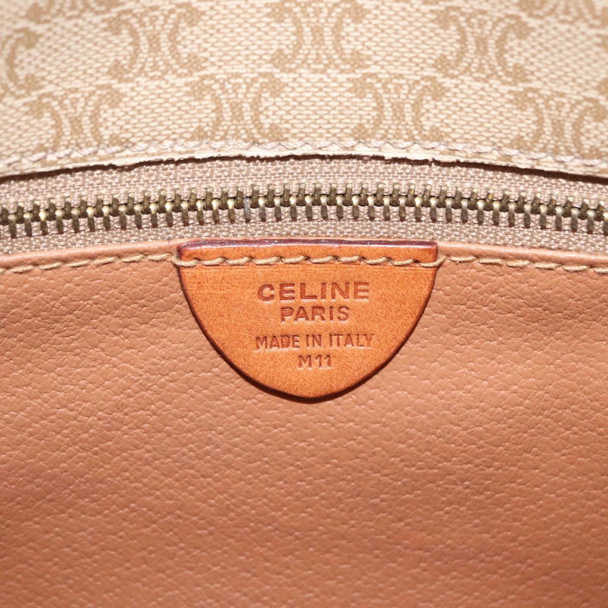 CELINE Macadam Canvas Shoulder Bag PVC Beige Gold Auth ka6873