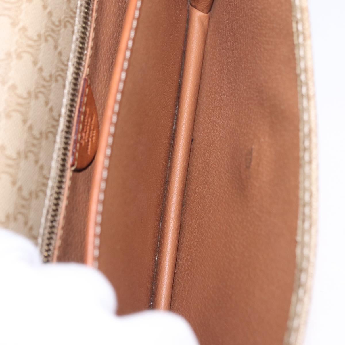 CELINE Macadam Canvas Shoulder Bag PVC Beige Gold Auth ka6873