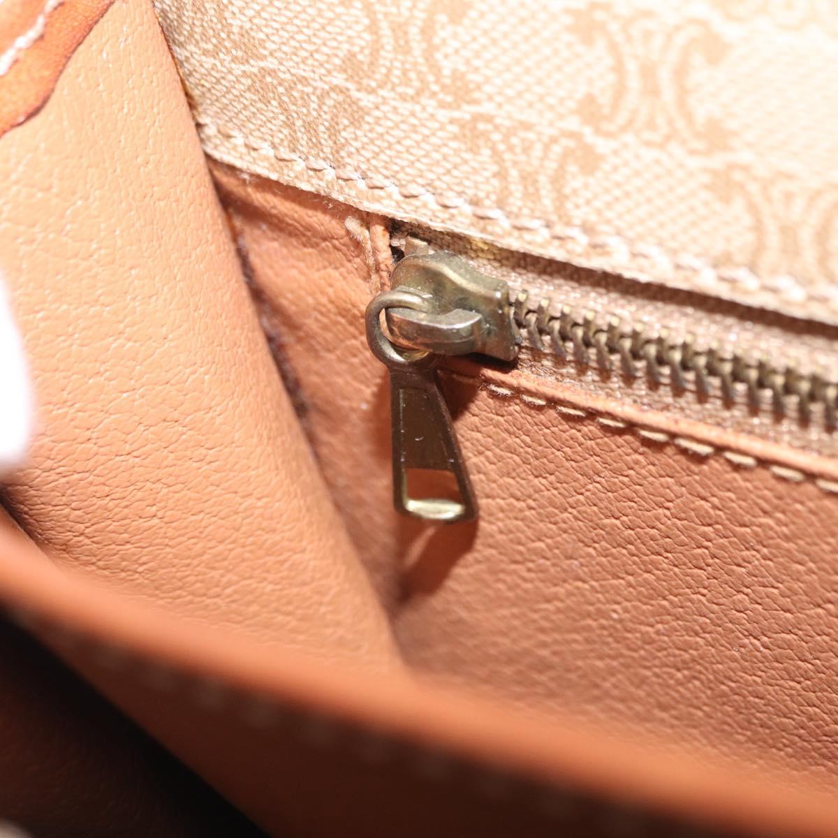 CELINE Macadam Canvas Shoulder Bag PVC Beige Gold Auth ka6873