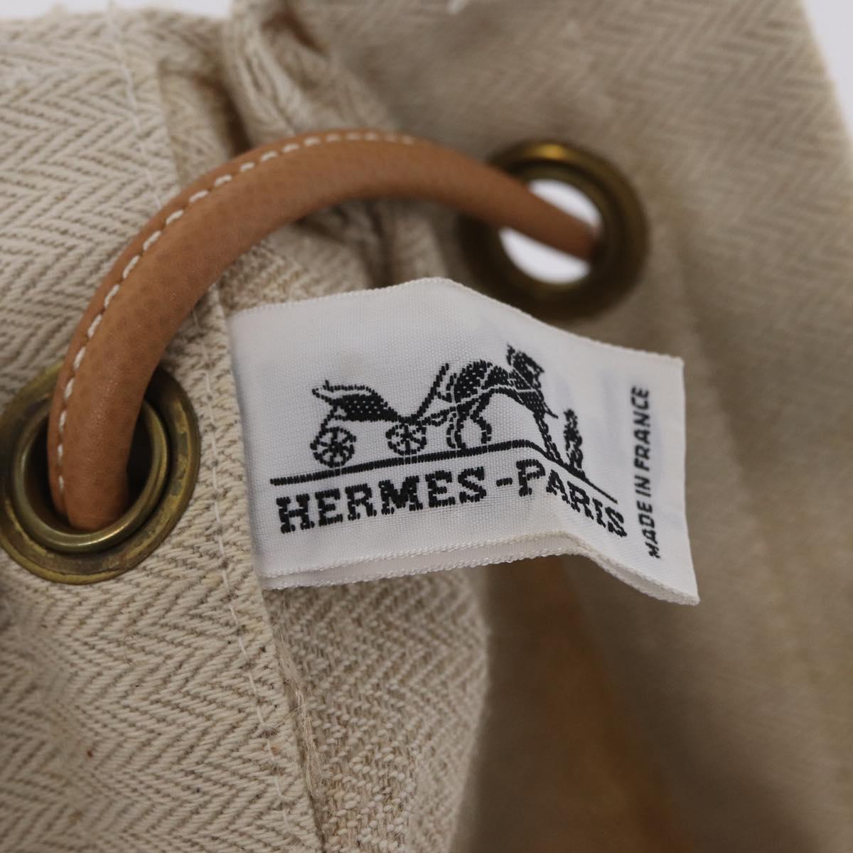 HERMES Aline Shoulder Bag Canvas Beige Auth ka6877