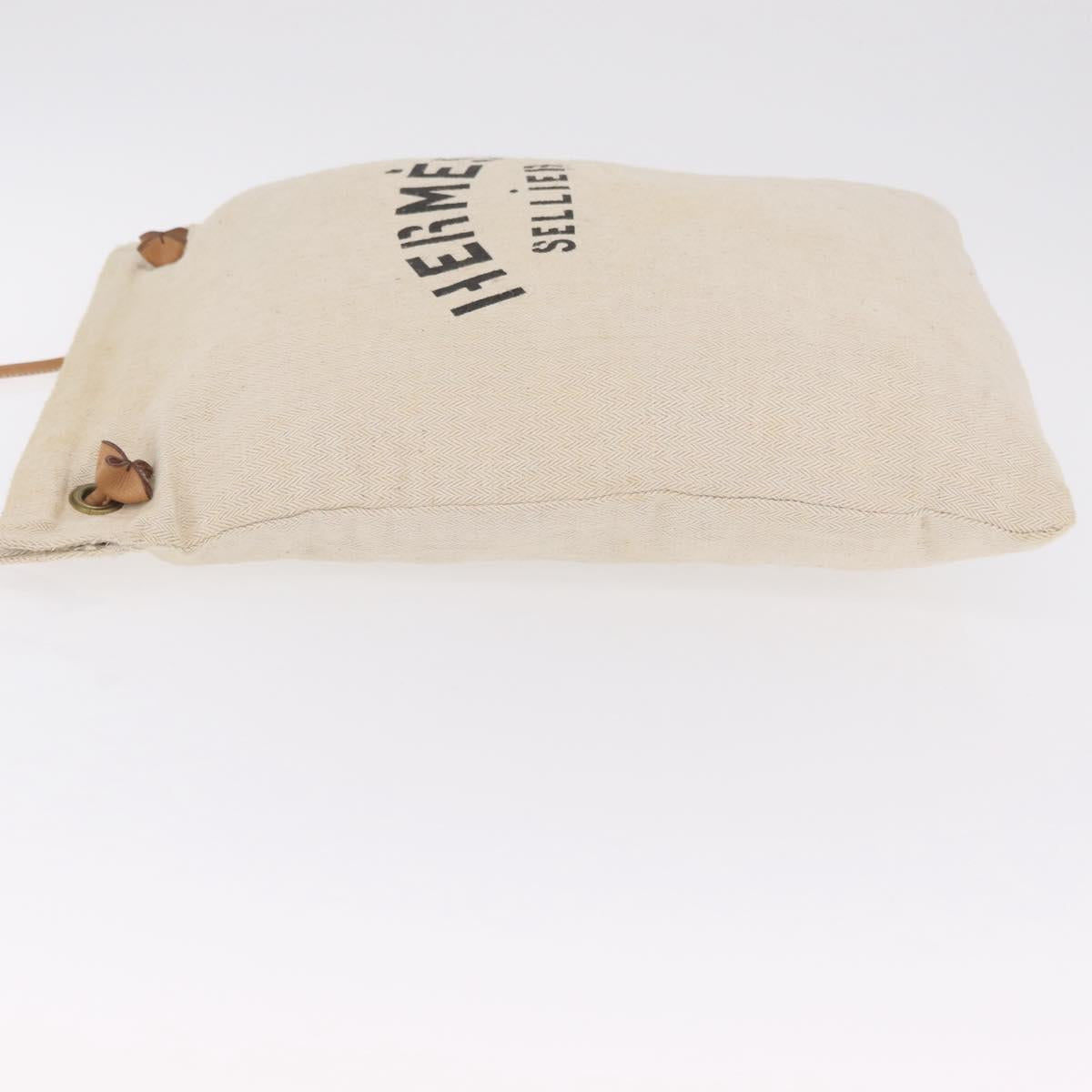 HERMES Aline Shoulder Bag Canvas Beige Auth ka6877