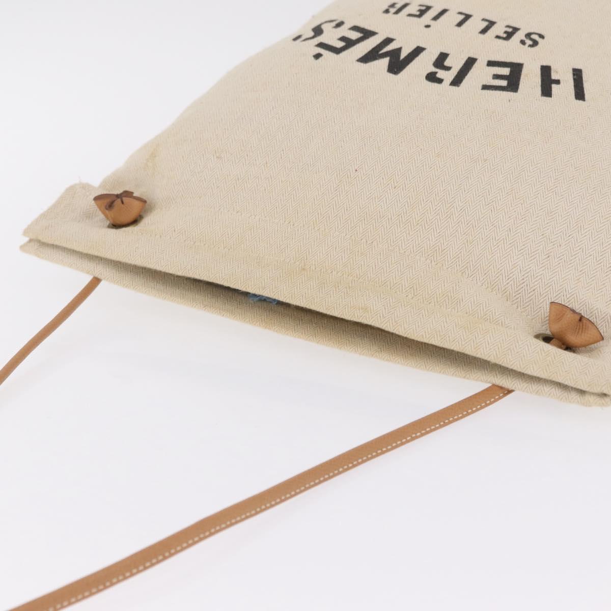 HERMES Aline Shoulder Bag Canvas Beige Auth ka6877