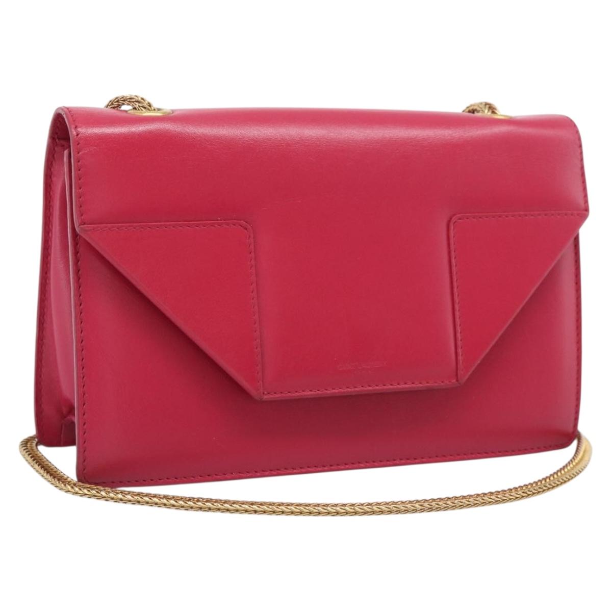 Saint Laurent Betty Chain Shoulder Bag Leather Pink Gold 314516 Auth ka6878A