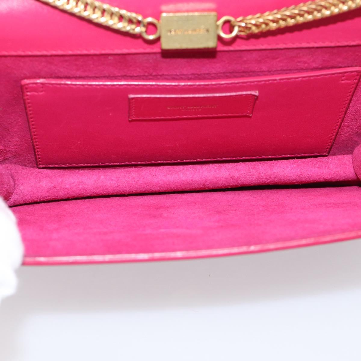 Saint Laurent Betty Chain Shoulder Bag Leather Pink Gold 314516 Auth ka6878A