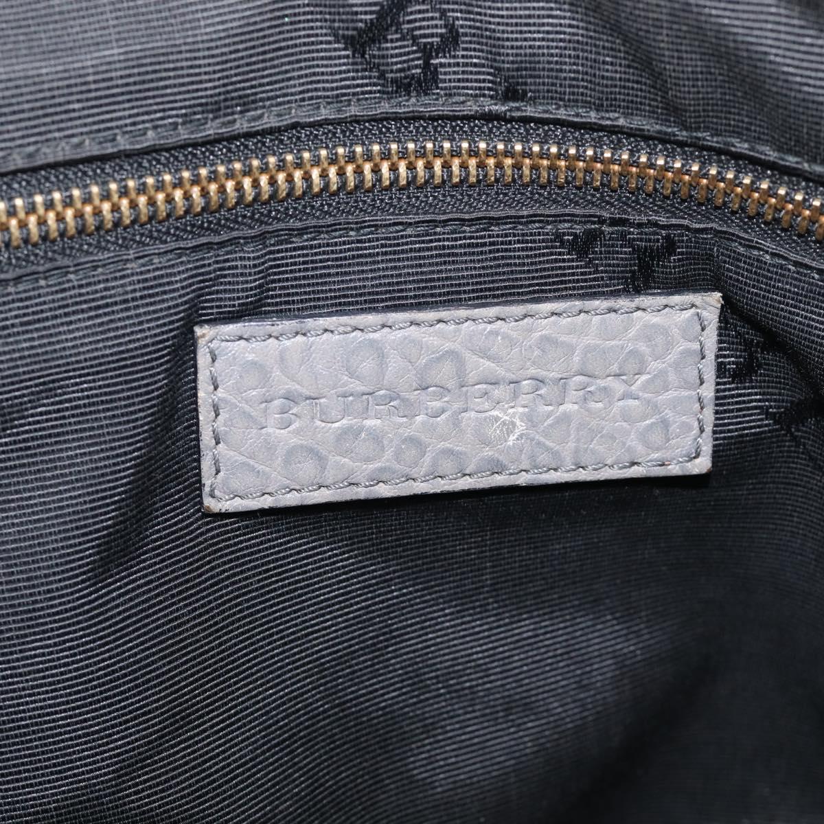 BURBERRY Hand Bag Leather 2way Gray Gold Auth ka6879