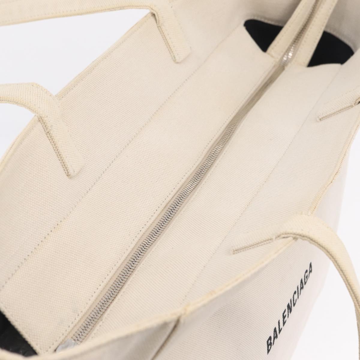 Balenciaga Everyday East West Tote Bag Canvas White Silver 618284 Auth ka6882