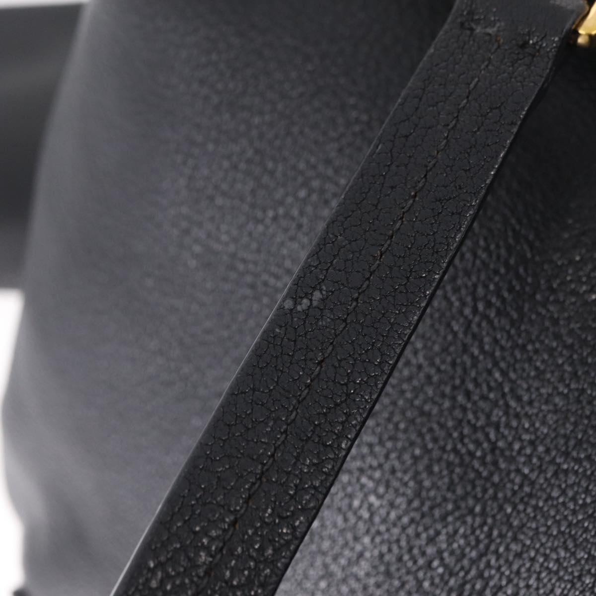 Miu Miu Tote Bag Leather Black Gold Auth ka6883V