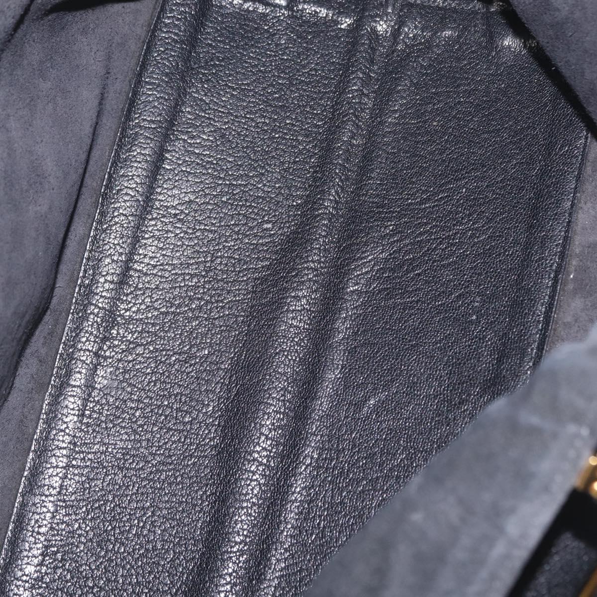 Miu Miu Tote Bag Leather Black Gold Auth ka6883V