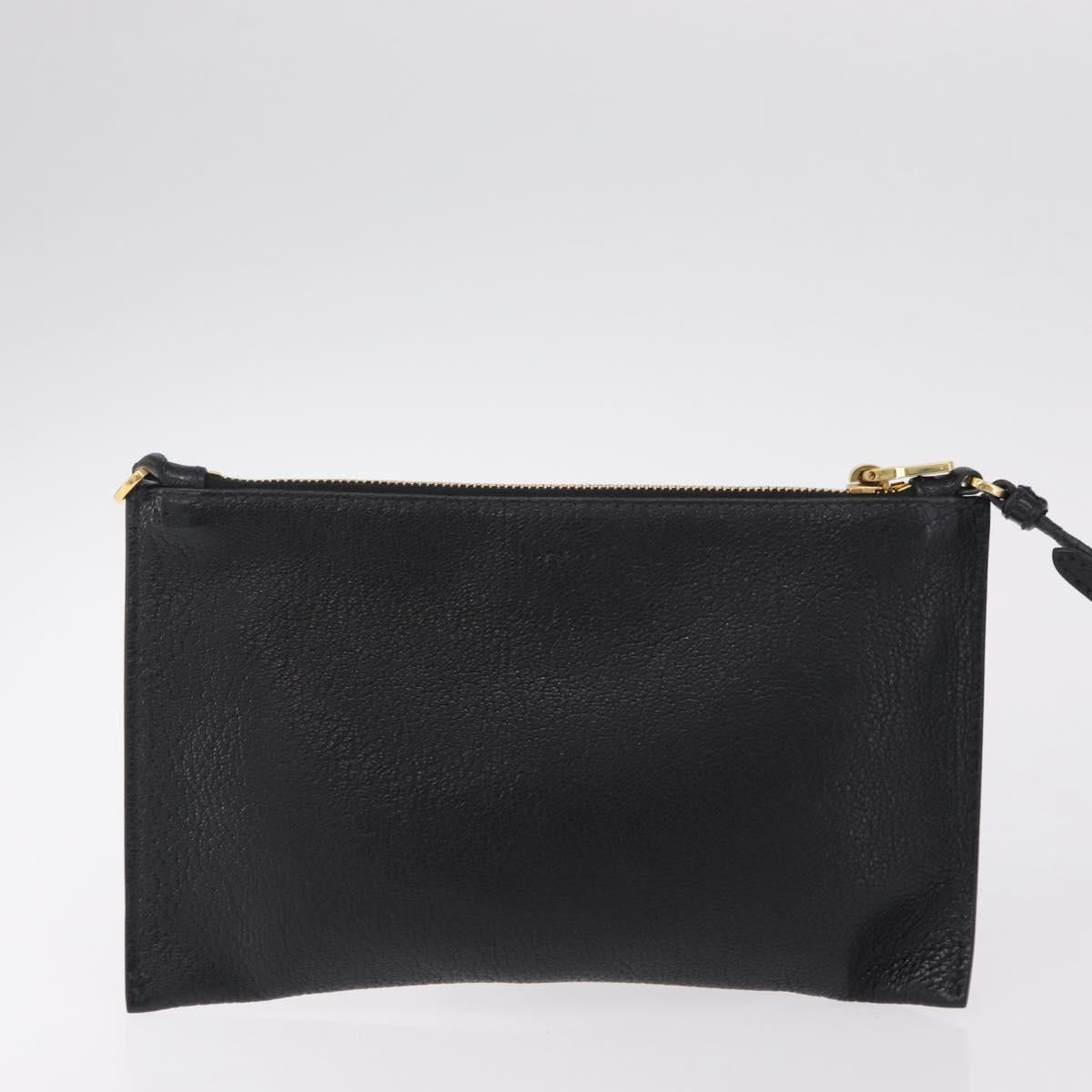 Miu Miu Tote Bag Leather Black Gold Auth ka6883V